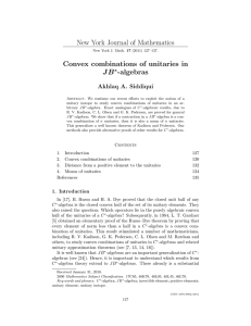 New York Journal of Mathematics Convex combinations of unitaries in J B -algebras