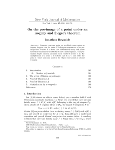 New York Journal of Mathematics isogeny and Siegel’s theorem Jonathan Reynolds
