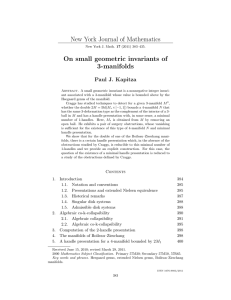 New York Journal of Mathematics On small geometric invariants of 3-manifolds