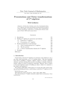 New York Journal of Mathematics Presentations and Tietze transformations of C*-algebras Will Grilliette