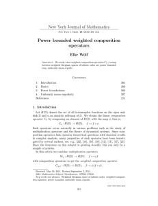 New York Journal of Mathematics Power bounded weighted composition operators Elke Wolf
