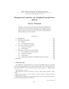New York Journal of Mathematics Isospectral metrics on weighted projective spaces Martin Weilandt