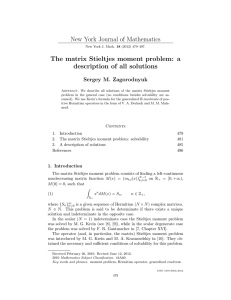 New York Journal of Mathematics The matrix Stieltjes moment problem: a