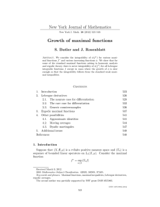 New York Journal of Mathematics Growth of maximal functions S. Butler