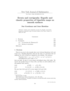 New York Journal of Mathematics Errata and corrigenda: Ergodic and