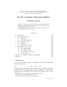 New York Journal of Mathematics On the secondary Steenrod algebra Christian Nassau