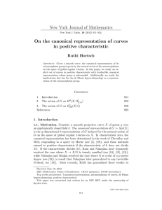 New York Journal of Mathematics On the canonical representation of curves