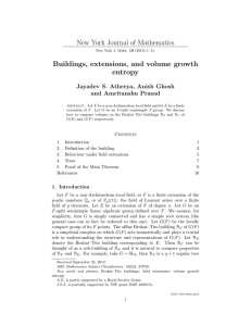 New York Journal of Mathematics Buildings, extensions, and volume growth entropy