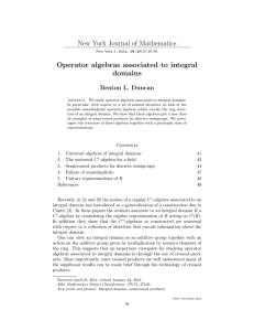 New York Journal of Mathematics Operator algebras associated to integral domains