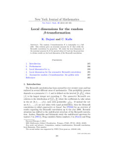 New York Journal of Mathematics Local dimensions for the random β-transformation K. Dajani