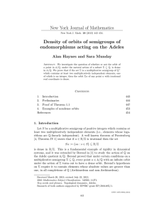 New York Journal of Mathematics Density of orbits of semigroups of