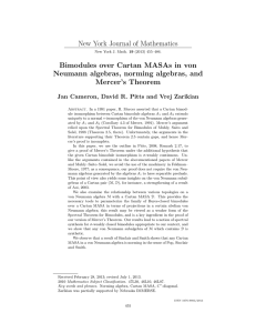 New York Journal of Mathematics Bimodules over Cartan MASAs in von
