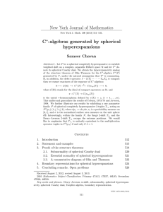 New York Journal of Mathematics C -algebras generated by spherical hyperexpansions
