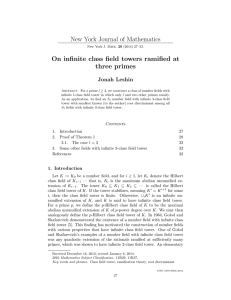 New York Journal of Mathematics three primes Jonah Leshin