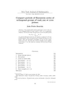 New York Journal of Mathematics Compact periods of Eisenstein series of