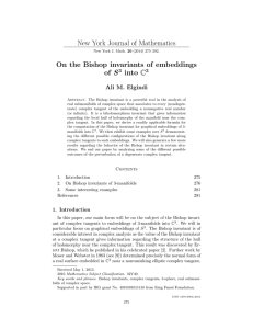 New York Journal of Mathematics On the Bishop invariants of embeddings