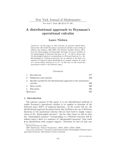 New York Journal of Mathematics A distributional approach to Feynman’s operational calculus