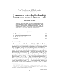 New York Journal of Mathematics homogeneous spaces of signature (m, 2)