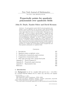 New York Journal of Mathematics Preperiodic points for quadratic