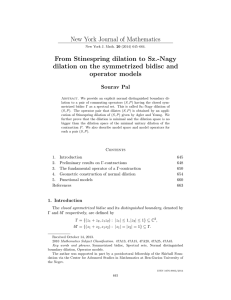 New York Journal of Mathematics From Stinespring dilation to Sz.-Nagy
