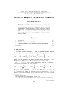 New York Journal of Mathematics Isometric weighted composition operators Valentin Matache