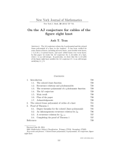New York Journal of Mathematics figure eight knot Anh T. Tran