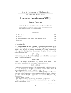 New York Journal of Mathematics A modular description of ER(2) Romie Banerjee