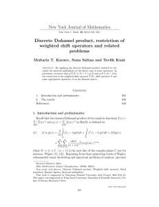 New York Journal of Mathematics Discrete Duhamel product, restriction of