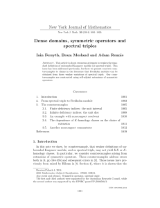 New York Journal of Mathematics Dense domains, symmetric operators and spectral triples