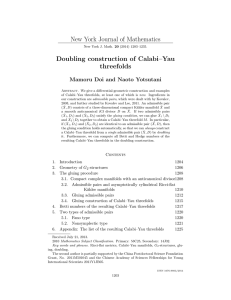 New York Journal of Mathematics Doubling construction of Calabi–Yau threefolds Mamoru Doi
