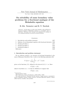 New York Journal of Mathematics On solvability of some boundary value