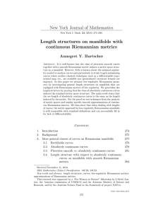 New York Journal of Mathematics Length structures on manifolds with