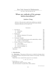 New York Journal of Mathematics When are radicals of Lie groups lattice-hereditary?