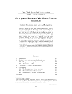 New York Journal of Mathematics On a generalization of the Gasca–Maeztu conjecture