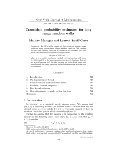 New York Journal of Mathematics Transition probability estimates for long Mathav Murugan
