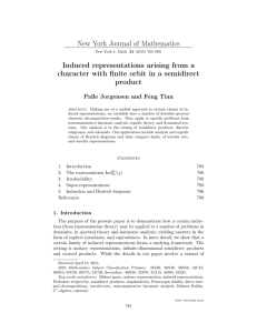 New York Journal of Mathematics Induced representations arising from a