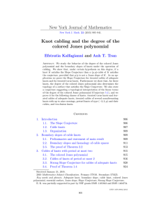 New York Journal of Mathematics colored Jones polynomial Efstratia Kalfagianni