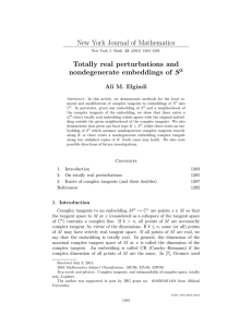 New York Journal of Mathematics Totally real perturbations and Ali M. Elgindi