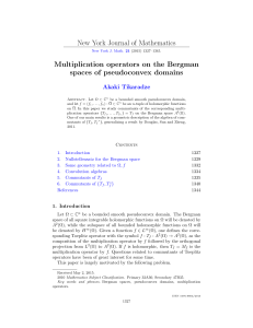 New York Journal of Mathematics Multiplication operators on the Bergman Akaki Tikaradze