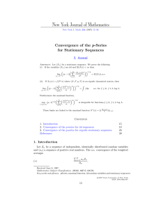 New York Journal of Mathematics p for Stationary Sequences I. Assani