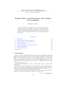 New York Journal of Mathematics Ergodic Theory and Connections with Analysis