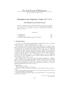 New York Journal of Mathematics N Topological and Algebraic Copies of in