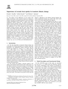 Importance of oceanic heat uptake in transient climate change Joellen Russell,