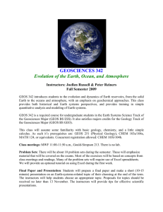 GEOSCIENCES 342 Evolution of the Earth, Ocean, and Atmosphere