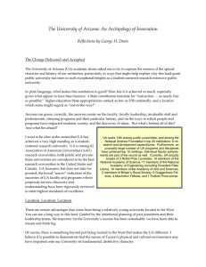 The University of Arizona: An Archipelago of Innovation    Reflections by George H. Davis  The Charge Delivered and Accepted 