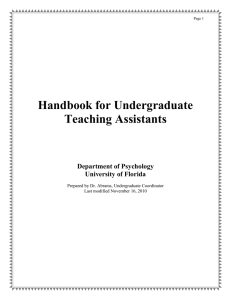 Handbook for Undergraduate Teaching Assistants  Department of Psychology