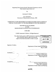 Regulating  Farm  Nutrient Runoff:  Maryland's  Experience ... Water Quality Improvement  Act Annemarie  H. Herbst By
