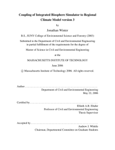 Coupling of Integrated Biosphere Simulator to Regional Climate Model version 3