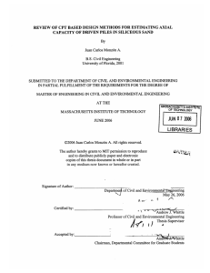 REVIEW OF CPT BASED  DESIGN  METHODS  FOR... CAPACITY  OF DRIVEN  PILES IN SILICEOUS  SAND