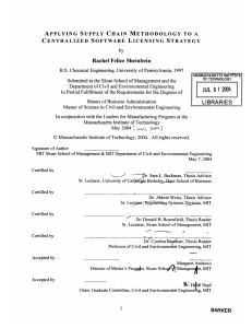 APPLYING  SUPPLY  CHAIN  METHODOLOGY  TO ... CENTRALIZED  SOFTWARE  LICENSING  STRATEGY by